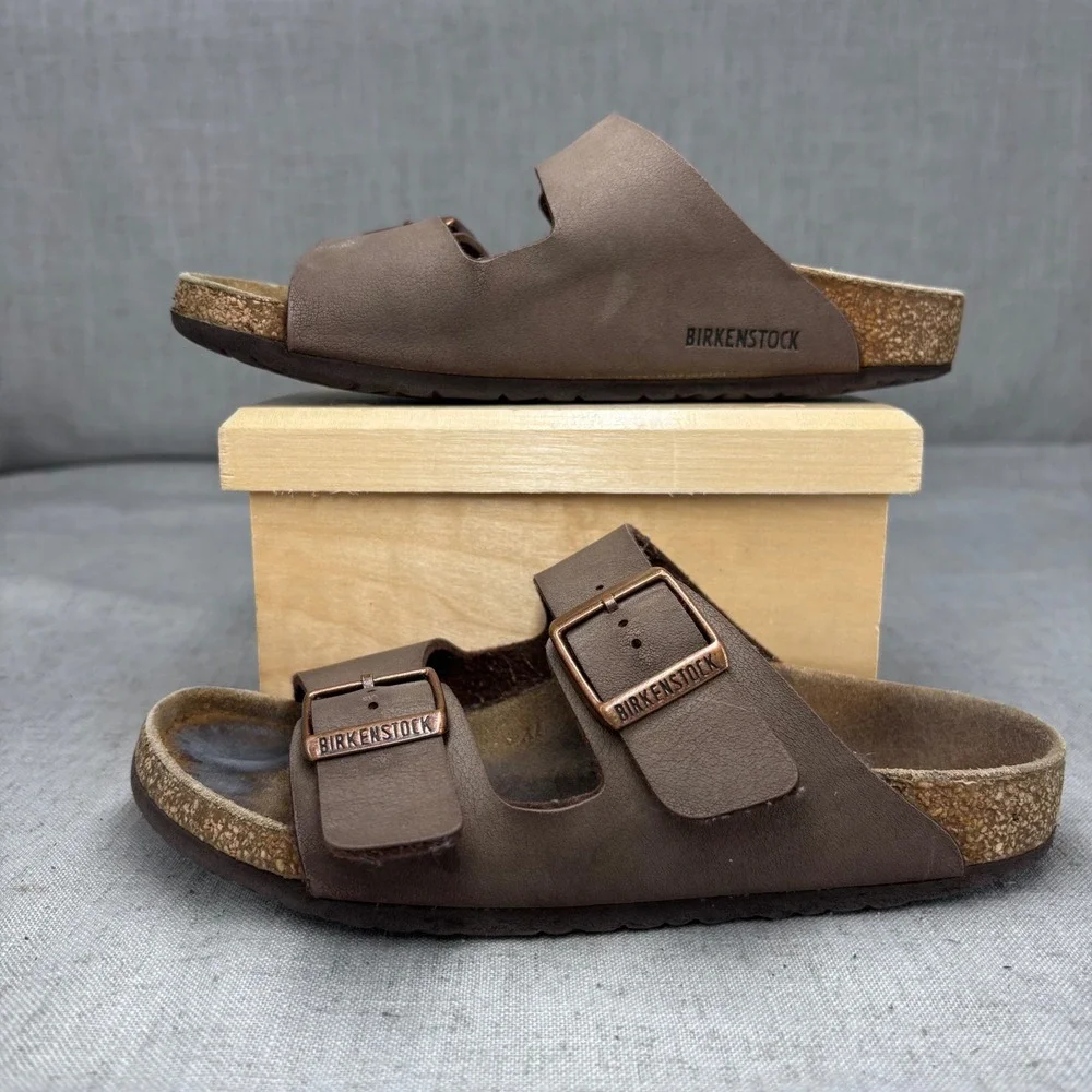 Birkenstock Arizona Kids Mocha Brown Birko-Flor Sandals EU 33 US 2-2.5
